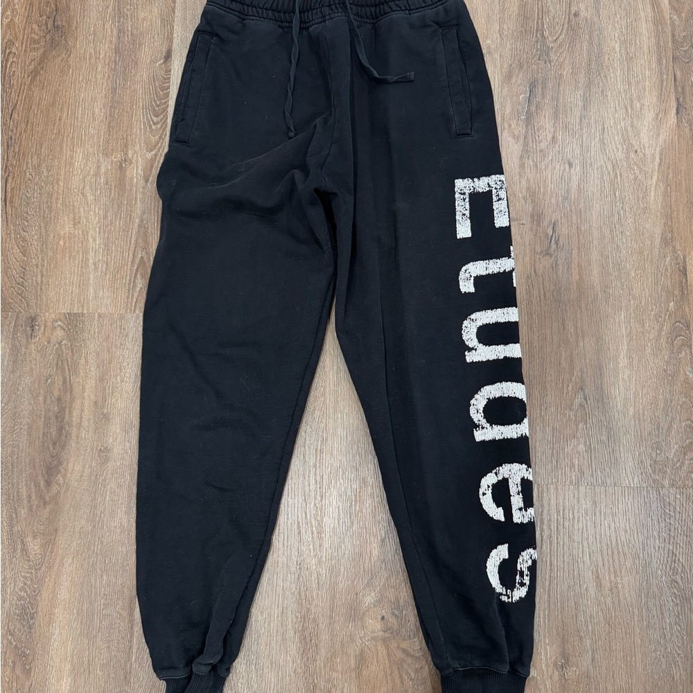 Etudes Studios Black Sweatpants with Elastic Cuffs and Fleece Material